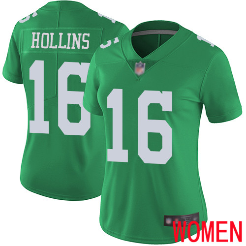Women Philadelphia Eagles #16 Mack Hollins Limited Green Rush Vapor Untouchable NFL Jersey Football->women nfl jersey->Women Jersey